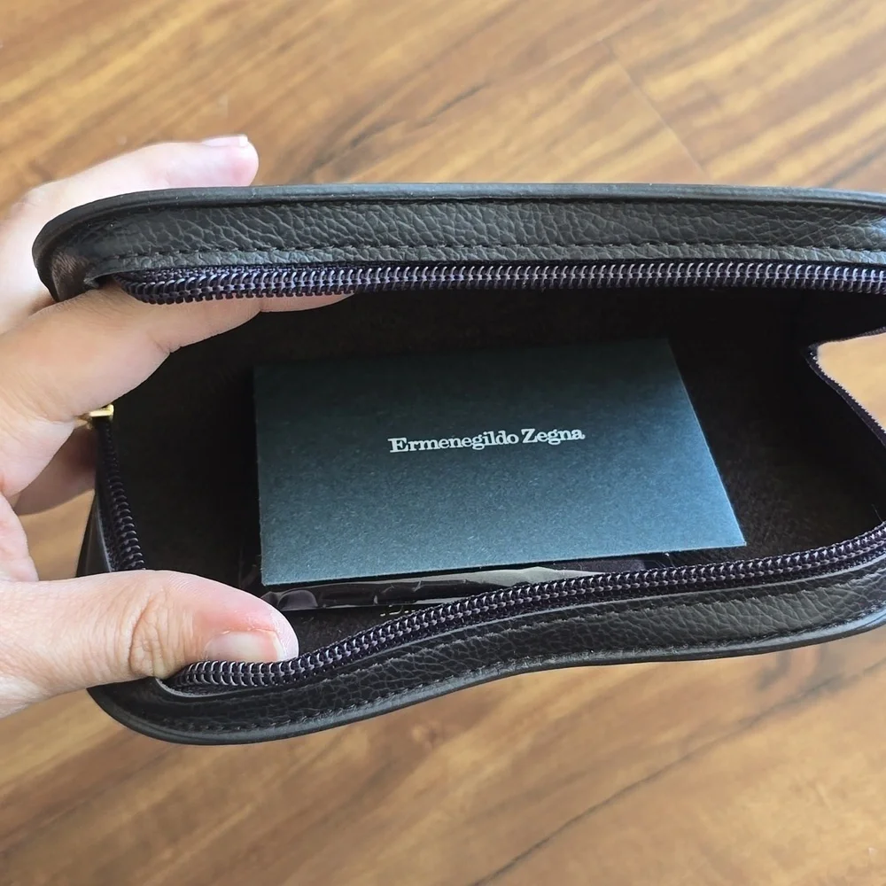 Ermenegildo Zegna Dark Brown Leather Eyewear Holder
